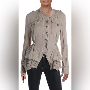 Free People Emilia Military Style Belted Lace Trim
Jacket